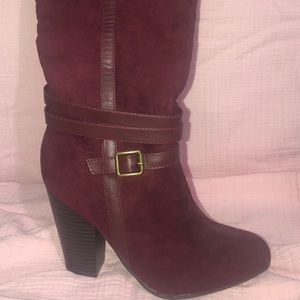 Burgundy Knee High Boots